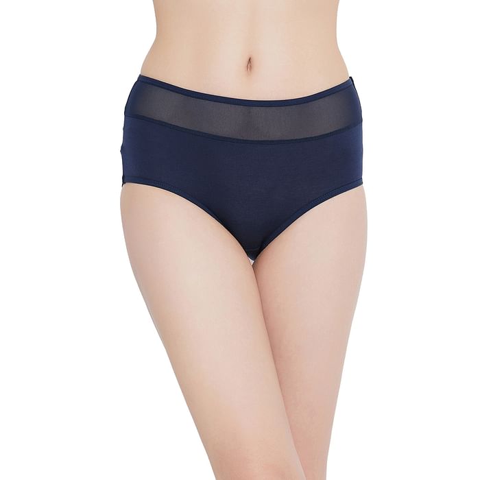 

Clovia Cotton High Waist Hipster Panty - PN1167P08, Navy
