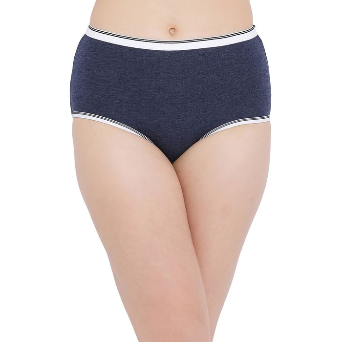 

Clovia Cotton High Waist Hipster Panty - PN5016D08, Navy