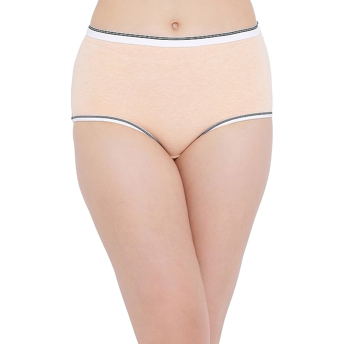 

Clovia Cotton High Waist Hipster Panty - PN5016R16, Orange