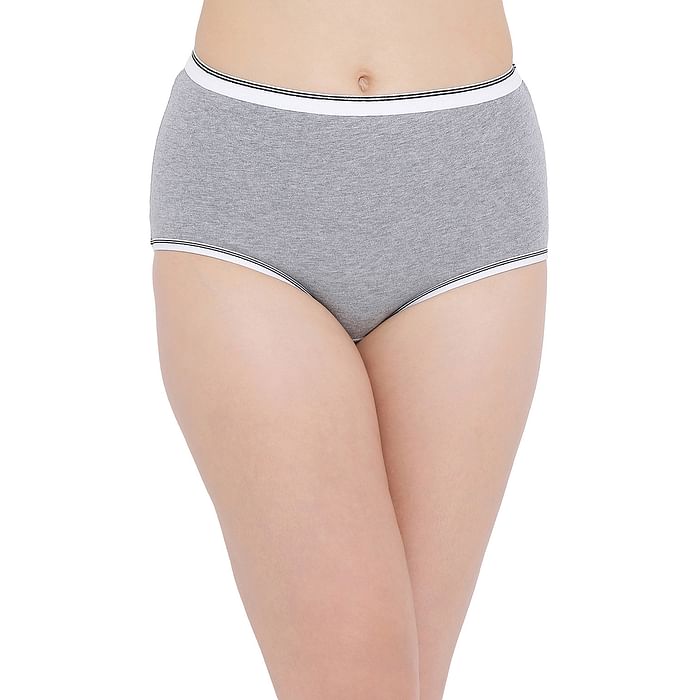 

Clovia Cotton High Waist Hipster Panty - PN5016R01, Light grey