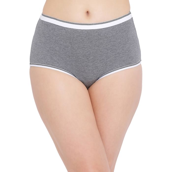 

Clovia Cotton High Waist Hipster Panty - PN5016R05, Dark grey