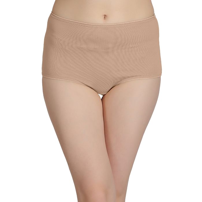 

Clovia Cotton High Waist Hipster Panty In Brown - PN2303P24, Nude-colour