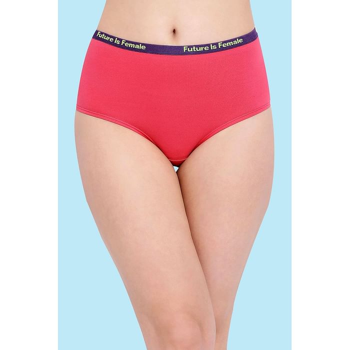 

Clovia Cotton High Waist Hipster Panty with Printed Waistband In Pink - PN3313P14