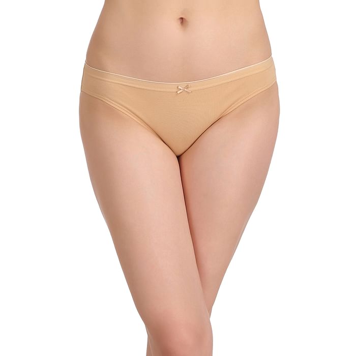 

Clovia Cotton Low Waist Bikini Panty - PN2596P24, Nude-colour
