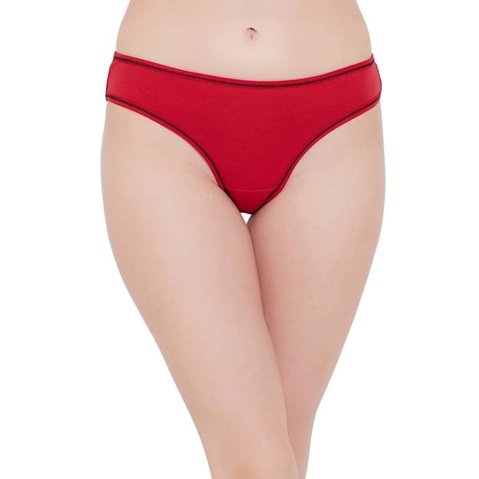 

Clovia Cotton Low Waist Bikini Panty In Red - PN3326P04