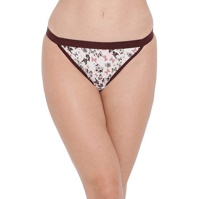 

Clovia Cotton Low Waist Butterfly Print Bikini Panty In White - PN3169P18