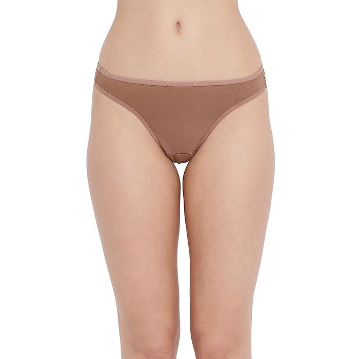 

Clovia Low Waist Thong in Brown - Cotton - PN1155A24, Nude-colour