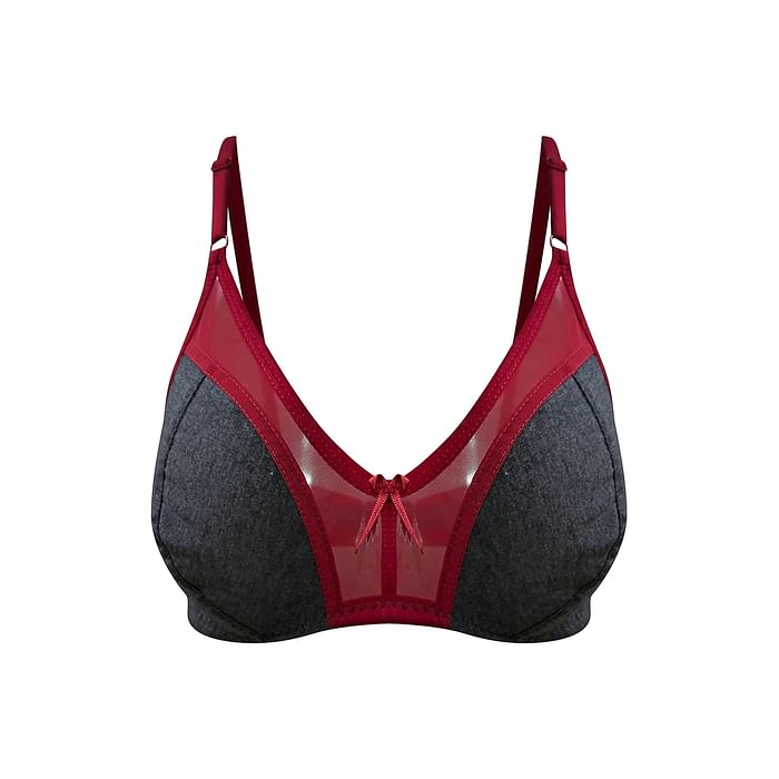 

Clovia & Mesh Non-Padded Non-Wired Full Coverage Bra In Grey - Cotton - BR1652P05, Dark grey