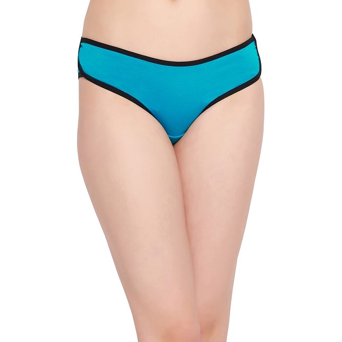 

Clovia Cotton Mid Waist Bikini - Blue - PN0821P03, Light blue