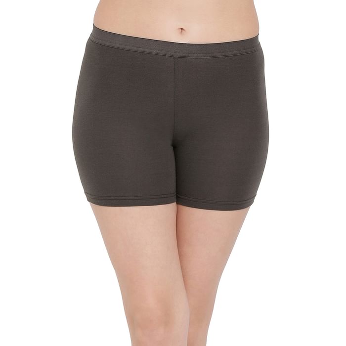 

Clovia Mid Waist Boyleg Panty in Charcoal Grey - Cotton - PN5017R05, Dark grey