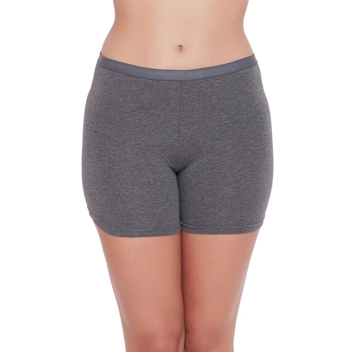 

Clovia Mid Waist Boyleg Panty in Grey Melange - Cotton - PN5017R08, Navy