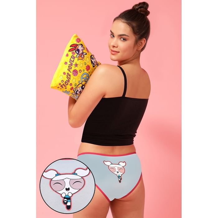 

Clovia Cotton Mid Waist Bubbles Print Hipster Panty - PN3272P03, Light blue