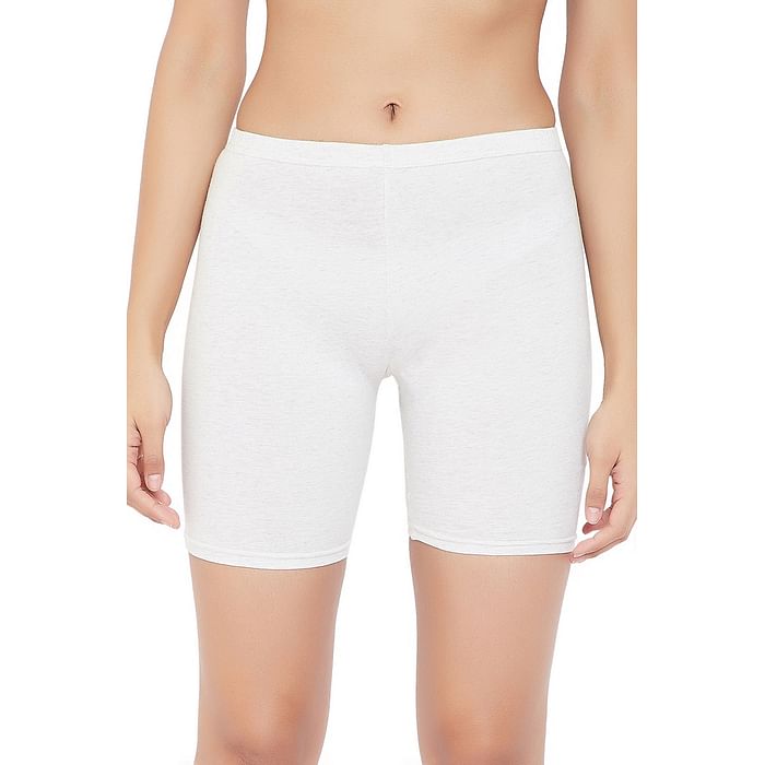 

Clovia Cotton Mid Waist Cycling Shorts with Inner Elastic In Grey - PN3352P01, Light grey