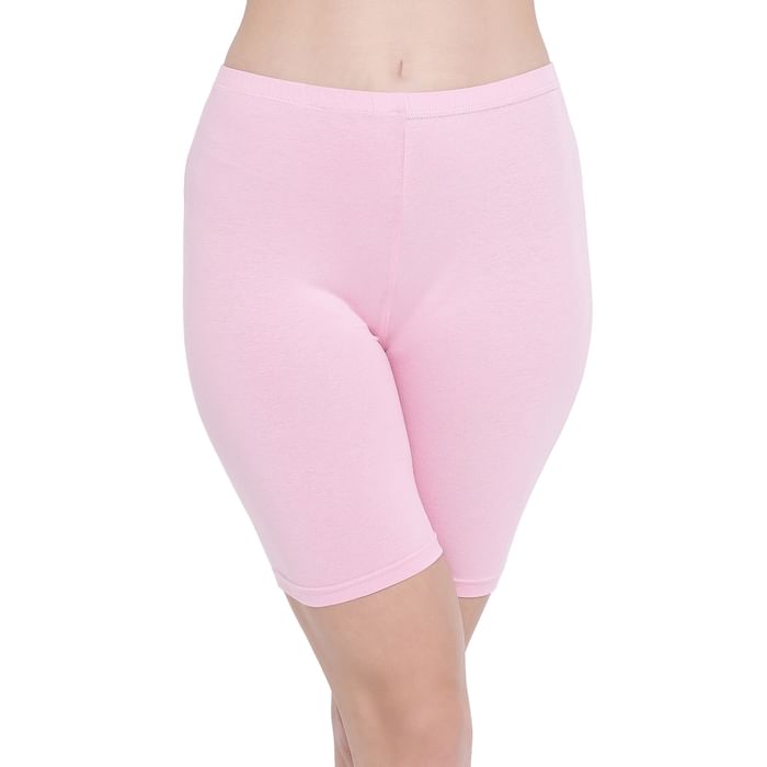 

Clovia Cotton Mid Waist Cycling Shorts with Inner Elastic - PN3352P22, Light pink