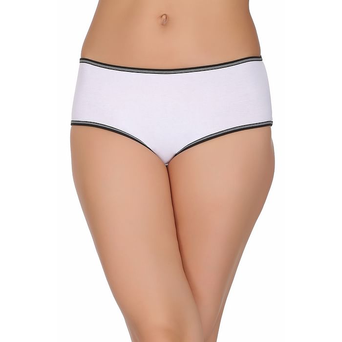 

Clovia Cotton Mid Waist Hipster In White - PN2022P18