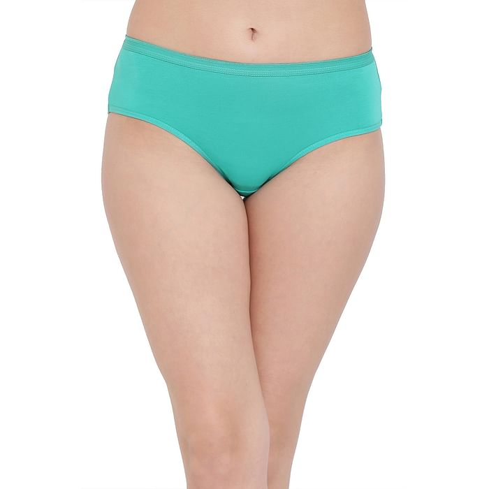 

Clovia Cotton Mid Waist Hipster Panty - PN2597P17, Dark green