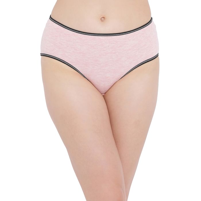 

Clovia Cotton Mid Waist Hipster Panty - PN5007P22, Light pink