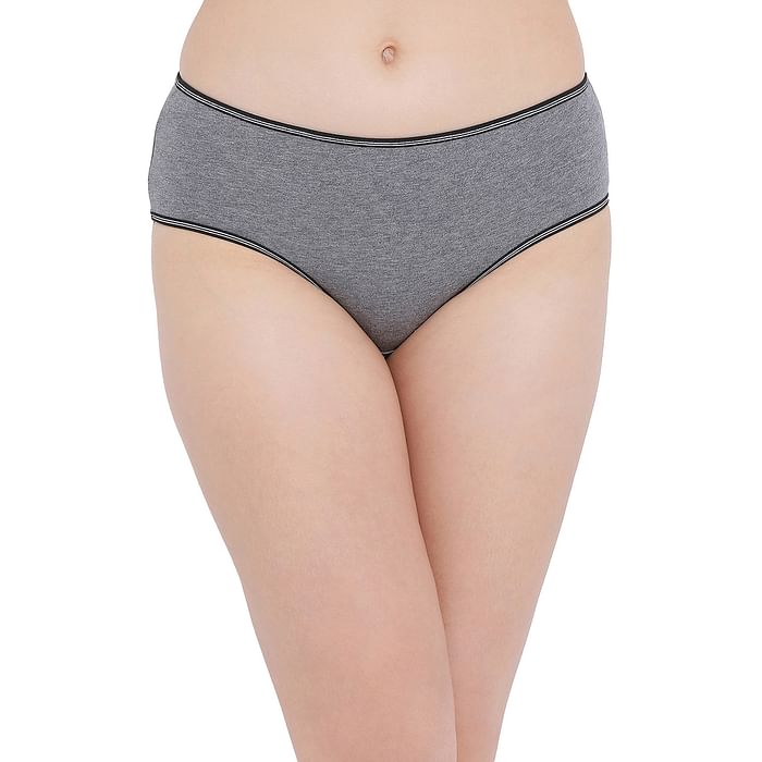 

Clovia Cotton Mid Waist Hipster Panty - PN5007P05, Dark grey
