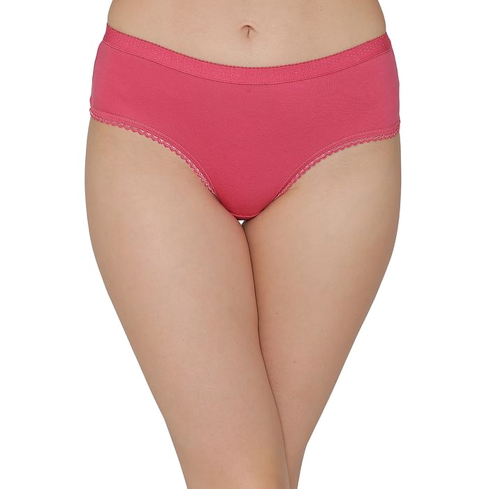 

Clovia Cotton Mid Waist Hipster Panty In Pink - PN3323P14