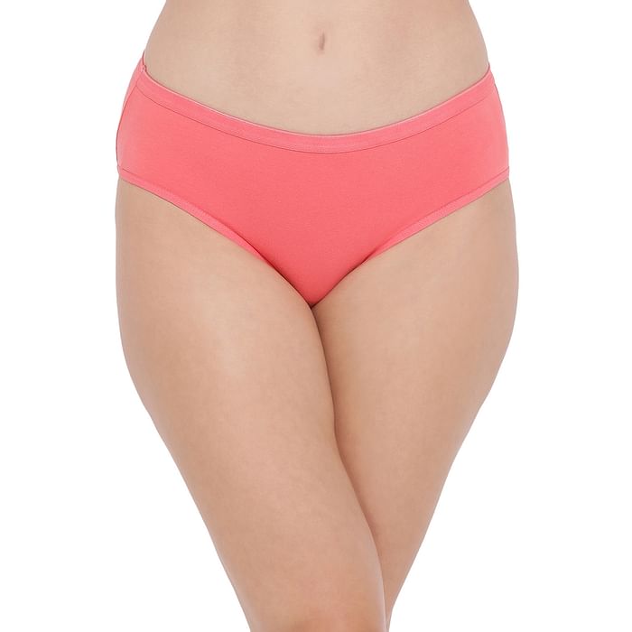 

Clovia Mid Waist Hipster Panty in Peach Colour- Cotton - PN5022R23