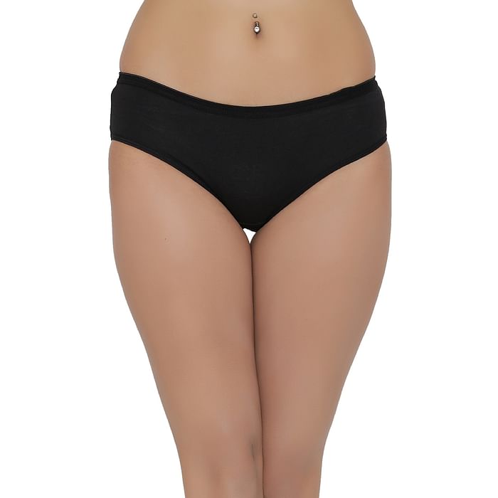 

Clovia Cotton Mid Waist Hipster Panty - PN5022R13, Black