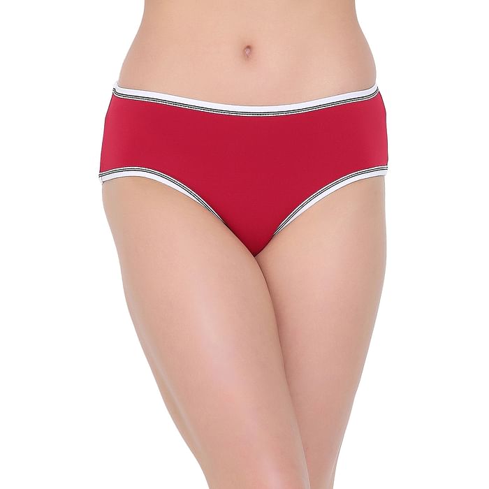 Clovia - Clovia Cotton Mid Waist Hipster Panty In Red – PN2022P04