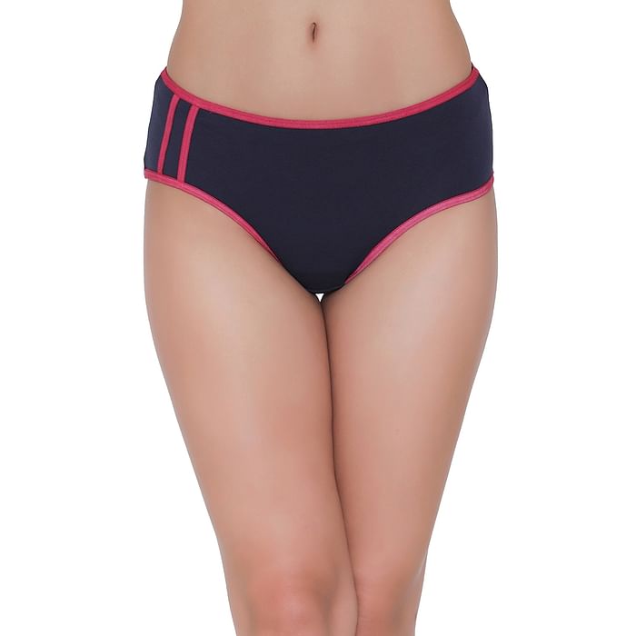 

Clovia Cotton Mid Waist Hipster Panty - PN2622P08, Navy