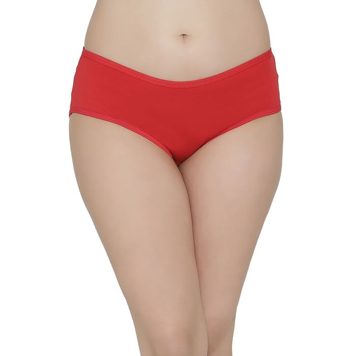 

Clovia Cotton Mid Waist Hipster Panty - PN2999P04, Red