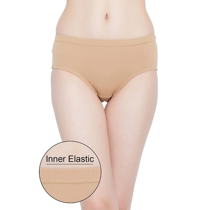 

Clovia Cotton Mid Waist Hipster Panty with Inner Elastic - PN5000R24, Nude-colour
