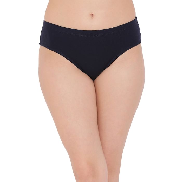 

Clovia Cotton Mid Waist Hipster Panty with Inner Elastic In Blue - PN2508P08, Navy