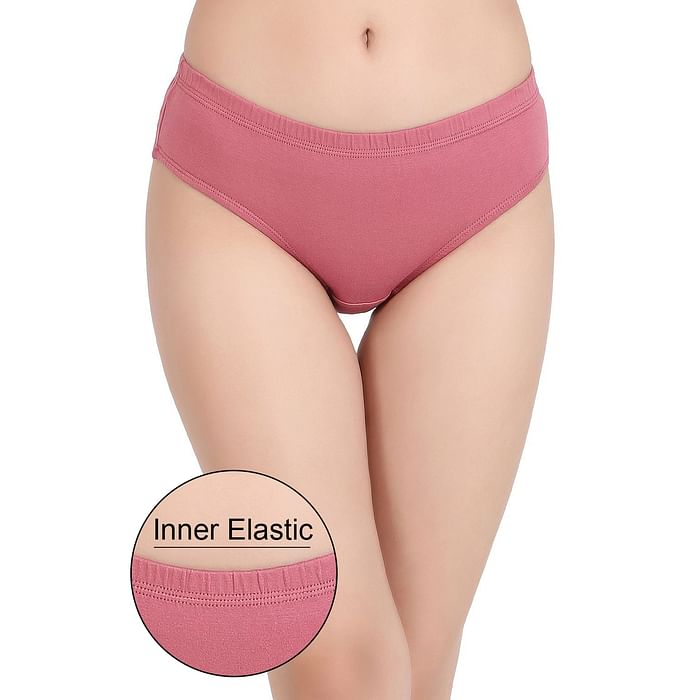 

Clovia Cotton Mid Waist Hipster Panty with Inner Elastic In Pink - PN2508A22, Light pink