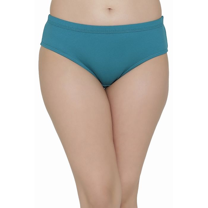 

Clovia Cotton Mid Waist Hipster Panty with Inner Elastic - PN2508P17, Dark green