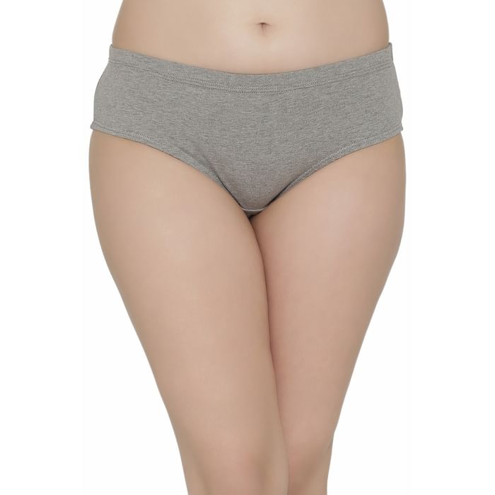 

Clovia Cotton Mid Waist Hipster Panty with Inner Elastic - PN2508A01, Light grey