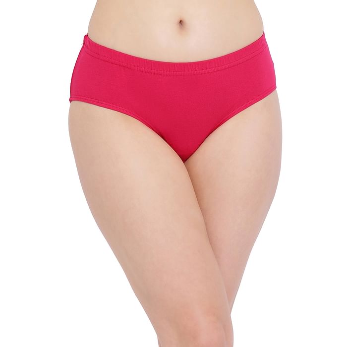 

Clovia Cotton Mid Waist Hipster Panty with Inner Elastic In Pink - PN3254P14