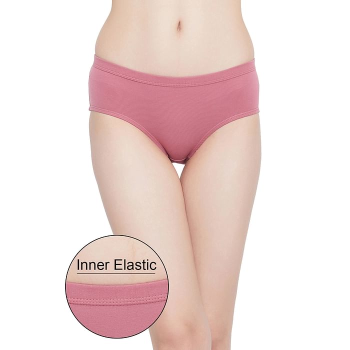 

Clovia Cotton Mid Waist Hipster Panty with Inner Elastic - PN5000R22, Light pink