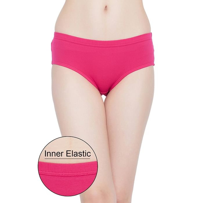 

Clovia Cotton Mid Waist Hipster Panty with Inner Elastic - PN5000R14, Pink