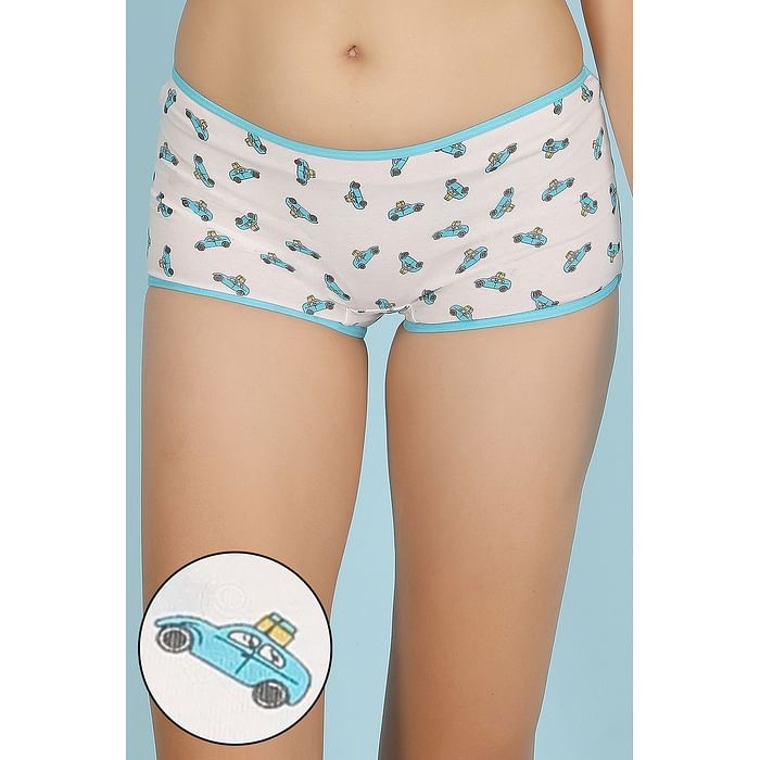 

Clovia Mid Waist Teen Boyshorts In White - Cotton - PB0019P18