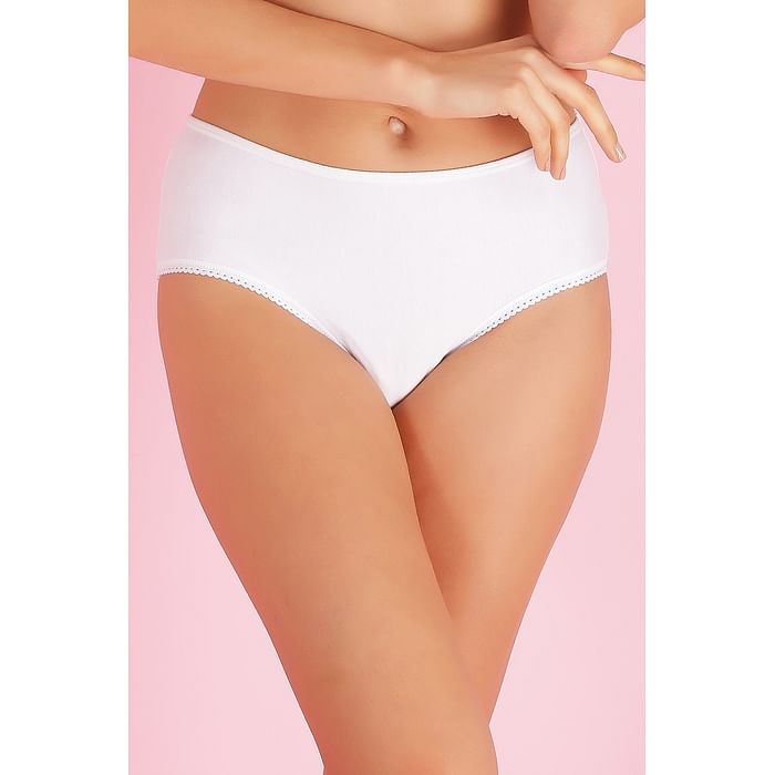 

Clovia Cotton Mid Waist Teen Hipster Panty In White - PB0005P18