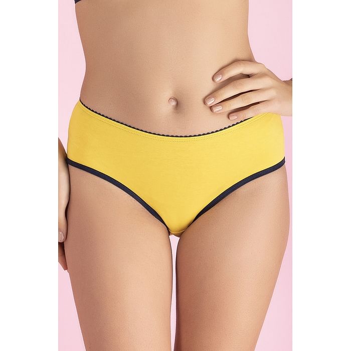 

Clovia Cotton Mid Waist Teen Hipster Panty In Yellow - PB0008P07, Mustard