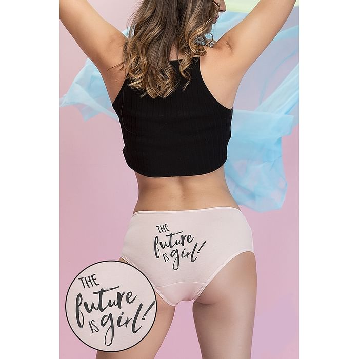 

Clovia Mid Waist Text Print Hipster Panty In Pink - Cotton - PN3350P22, Light pink