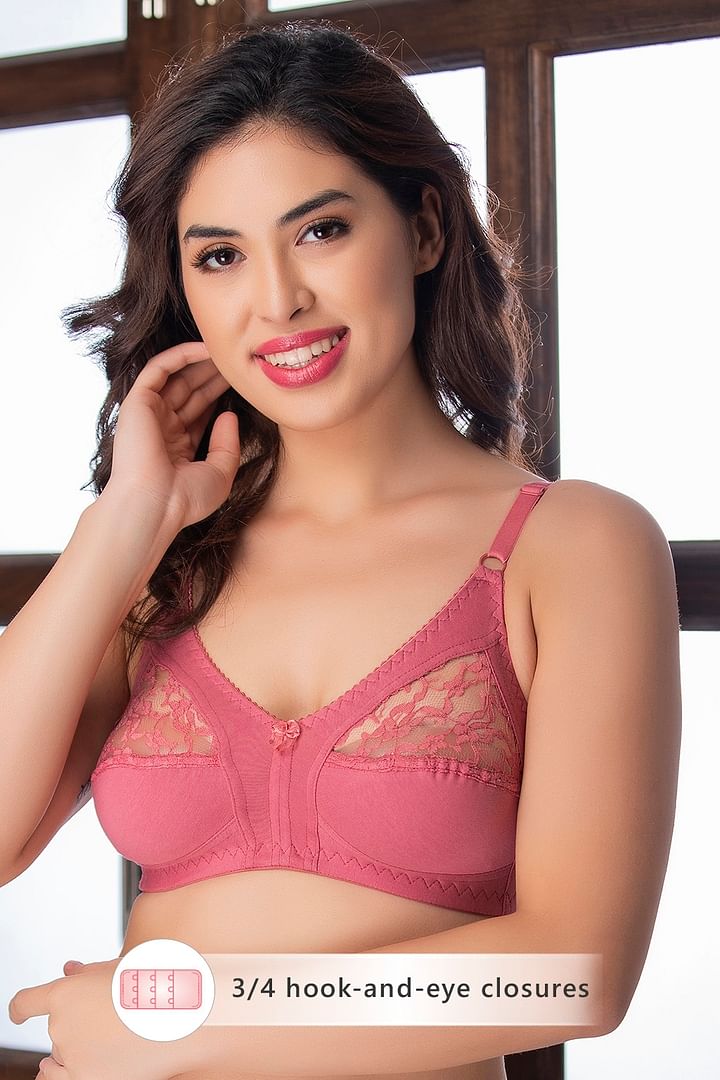 Buy Solid Non-Wired Non-Padded Bra with Hook and Eye Closure