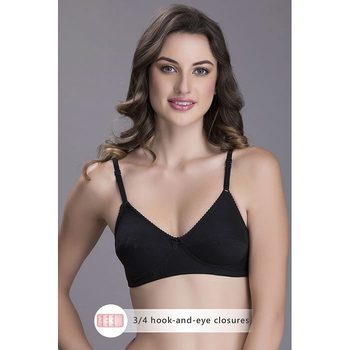 

Clovia Non-Padded Non-Wired Full Coverage Bra in Black - Cotton - BR0227A13