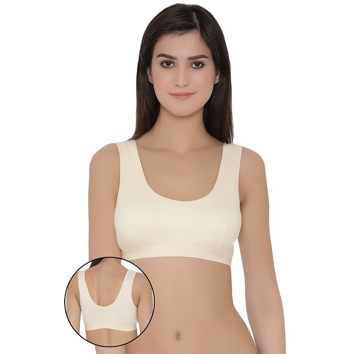 

Clovia Cotton Non-Padded Non-Wired Sports Bra - BR1305P24, Nude-colour