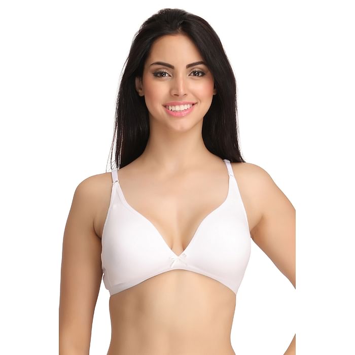 

Clovia Cotton Non-Padded Non-Wired Demi Cup T-Shirt Bra - White - BR0788P18