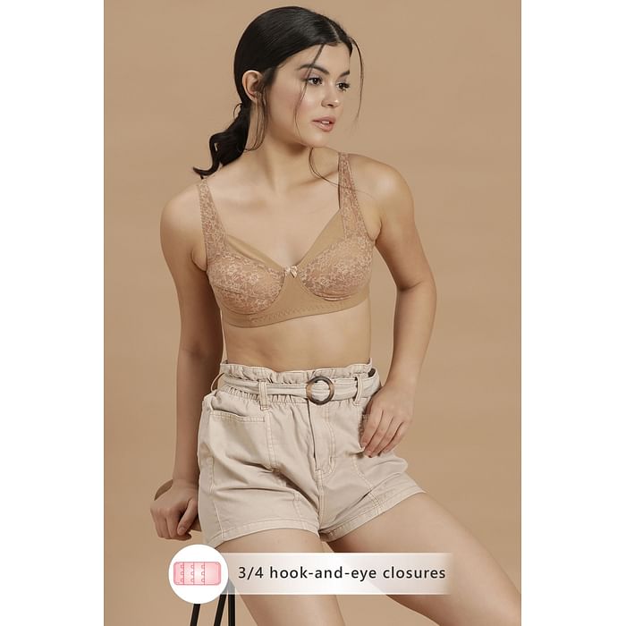 

Clovia Cotton Non-Padded Non-Wired Plus Size Bra in Nude-Colour - BR1055R24