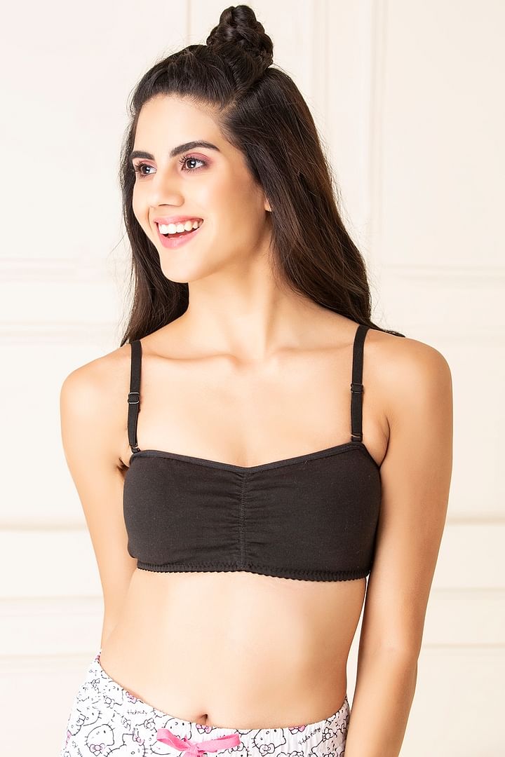 Buy Padded Non-Wired Beginner Bra in Black- Cotton Online India