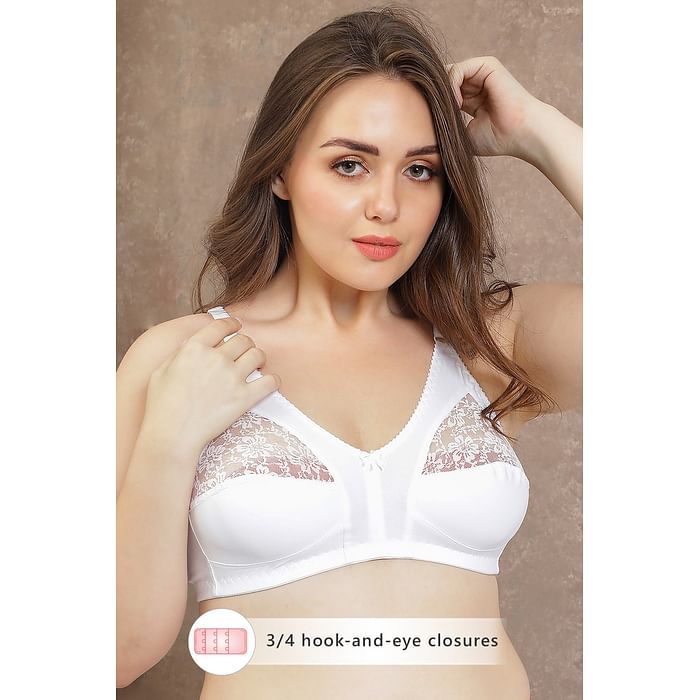 

Clovia Non-Padded Non-Wired Full Cup Bra in White - Cotton (With Matching PN1754R18,PN1675R18) - BR1054R18