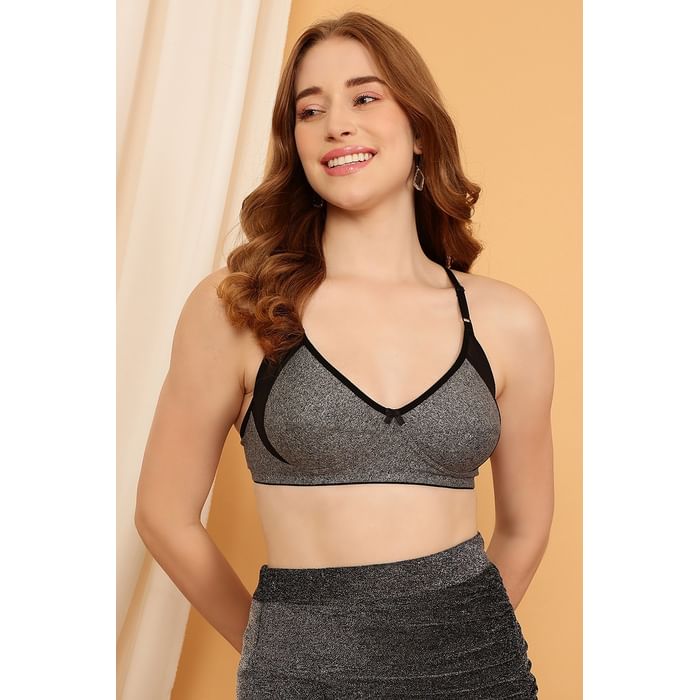 

Clovia Non-Padded Non-Wired Full Cup Bra in Dark Grey - Cotton - BR1780A05