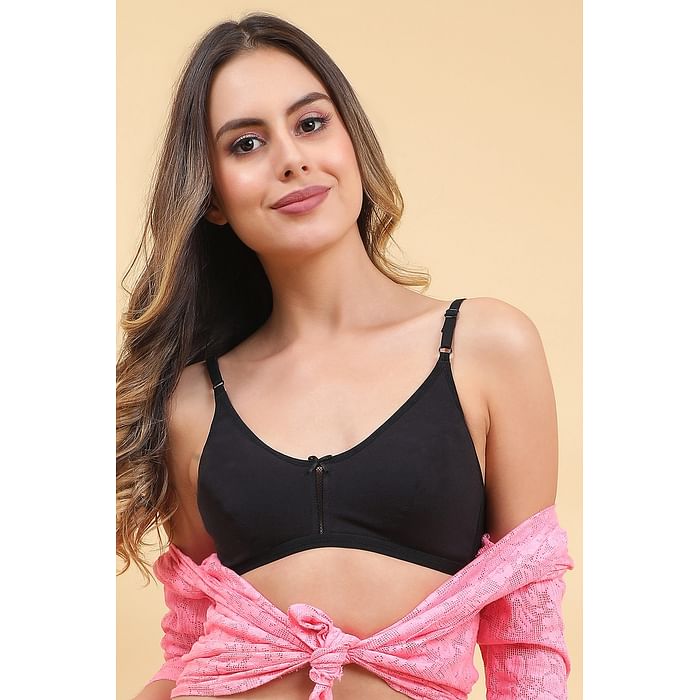 

Clovia Non-Padded Non-Wired Full Cup Bra In Black - Cotton - BR1601N13