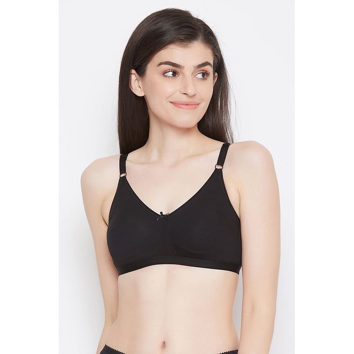 

Clovia Non-Padded Non-Wired Full Cup Bra in Black - Cotton - BR0843R13